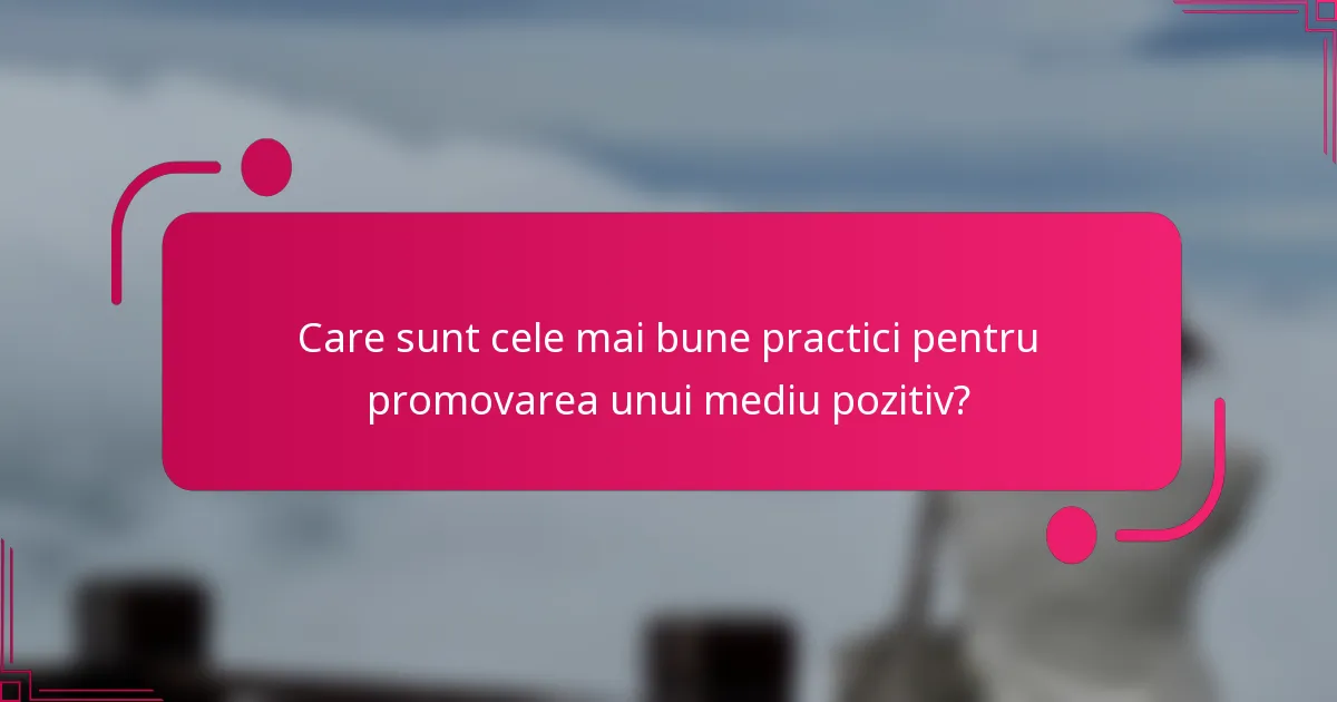 Care sunt cele mai bune practici pentru promovarea unui mediu pozitiv?