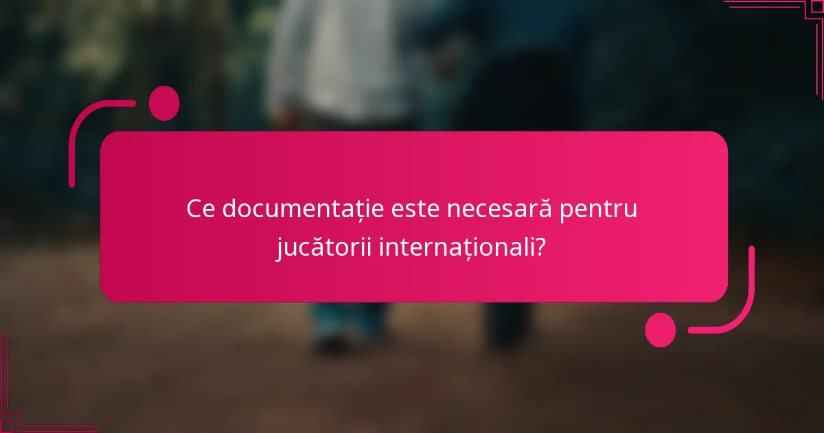 Ce documentație este necesară pentru jucătorii internaționali?