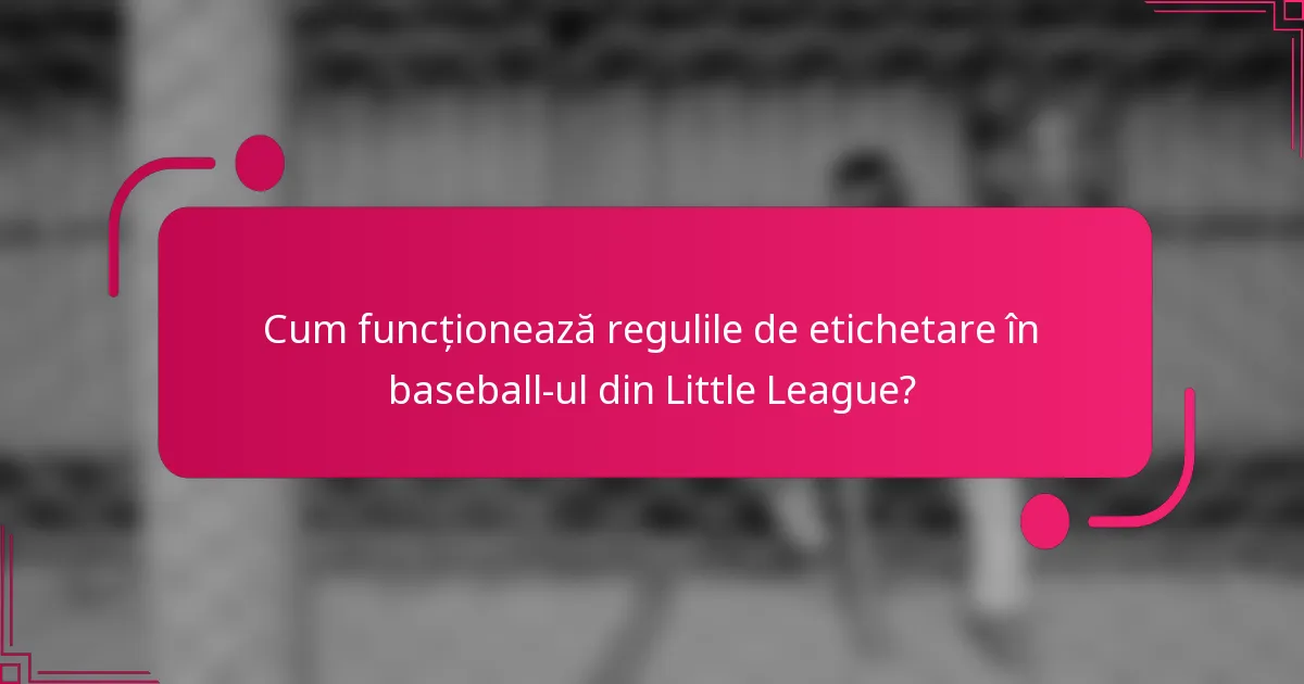 Cum funcționează regulile de etichetare în baseball-ul din Little League?